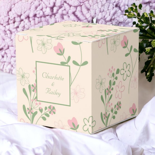 Pink Green Retro Y2K 70s Flower Pattern Favor Boxes (Zazzle Pink Green Retro Y2K 70s Flower Pattern Favor Box)