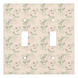 Pink Green Retro Y2K 70s Flower Pattern Light Switch Cover