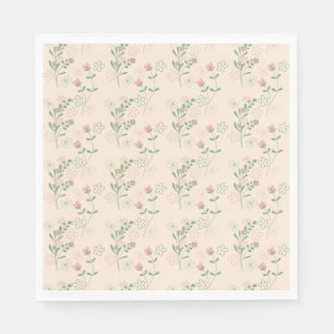 Pink Green Retro Y2K 70s Flower Pattern Napkins