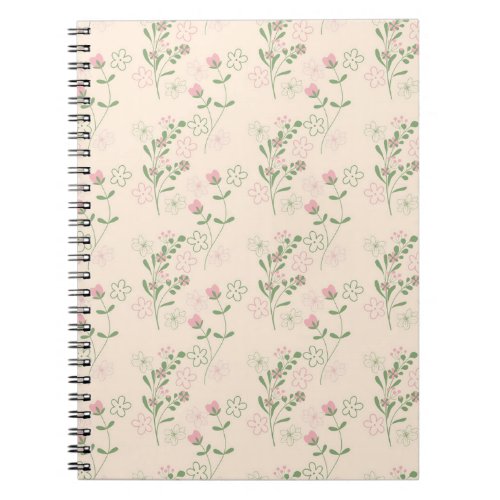 Pink Green Retro Y2K 70s Flower Pattern Notebook