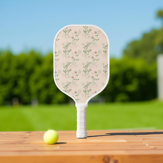 Pink Green Retro Y2K 70s Flower Pattern Pickleball Paddle (Creator Uploaded)