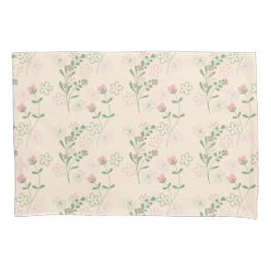 Pink Green Retro Y2K 70s Flower Pattern Pillow Case