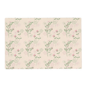 Pink Green Retro Y2K 70s Flower Pattern Placemat