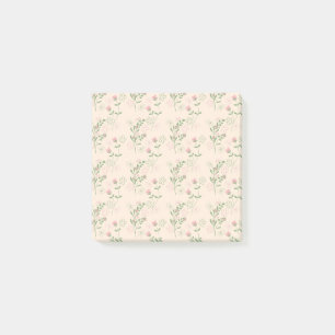 Pink Green Retro Y2K 70s Flower Pattern Post-it Notes