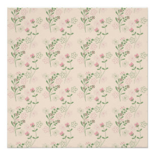 Pink Green Retro Y2K 70s Flower Pattern Poster