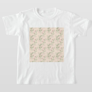 Pink Green Retro Y2K 70s Flower Pattern T-Shirt