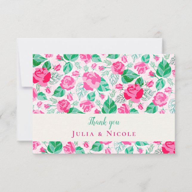 Pink Green Rose Petals Flowers Garden Wedding (Front)