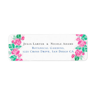 Pink Green Rose Petals Flowers Garden Wedding Label