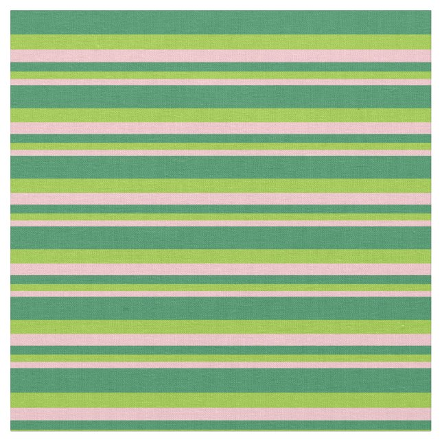 Pink, Green & Sea Green Lines Pattern Fabric (Close Up)
