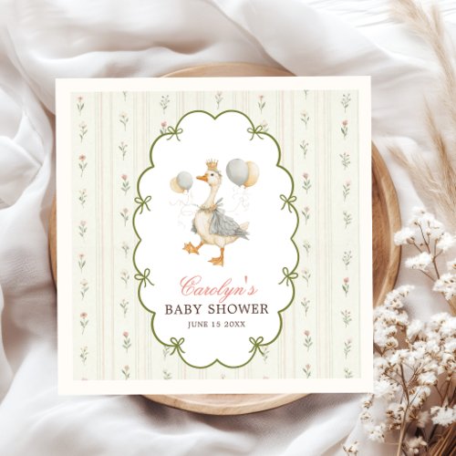 Pink Green Silly Goose Baby Shower Napkins