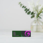 Pink Green Spiral Mini Business Card (Standing Front)