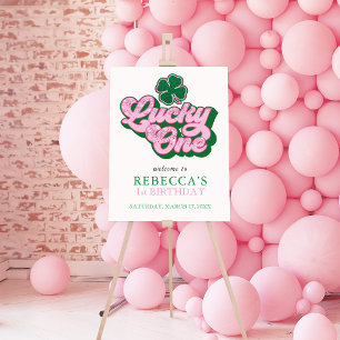 Pink Green St. Patrick' Lucky One First Birthday Foam Board
