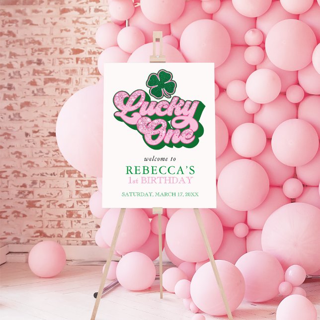 Pink Green St. Patrick' Lucky One First Birthday Foam Board (Creator Uploaded)