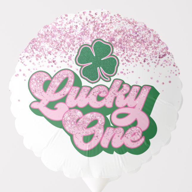 Pink Green St. Patrick's Day Lucky One  Balloon (Front)