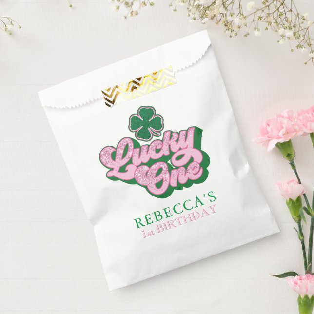 Pink Green St. Patrick's Lucky One First Birthday Favor Bag (Sealed)