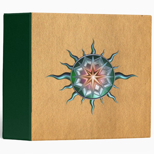 Pink & Green Star 3 Ring Binder (Front/Spine)