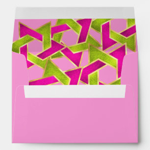 Pink Green Star of David Gold Envelope