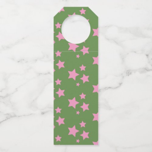 Pink Green Stars Modern design Bottle Hanger Tag