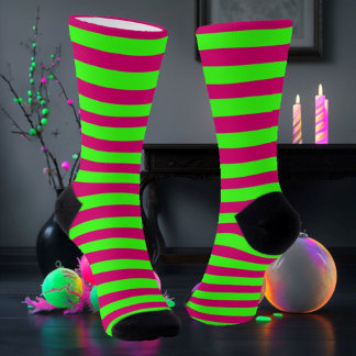 Pink & Green Striped Socks