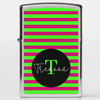 Pink & Green Striped Zippo Lighter