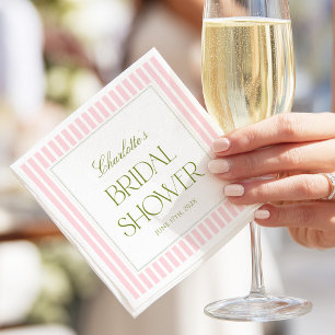 Pink & Green Stripes Bridal Shower Napkins