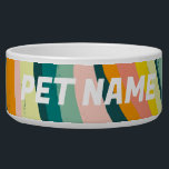 Pink Green Stripes Customized Dog Pet Water Food  Bowl<br><div class="desc">Add your pet's name,  your own text or leave it blank! Check my shop for more designs or let me know if you'd like something custom.</div>