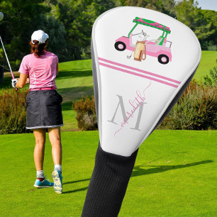 Pink Green Stylish Cart Clubs Monogram * Golf Head Cover