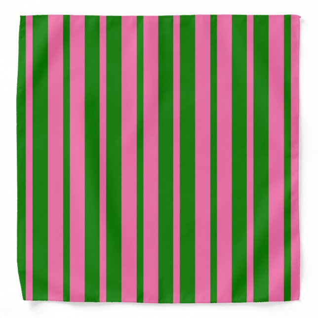 Pink Green Stylish Stripes Pattern Design  Bandana (Front)