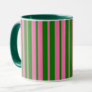 Pink Green Stylish Stripes Pattern Design Mug