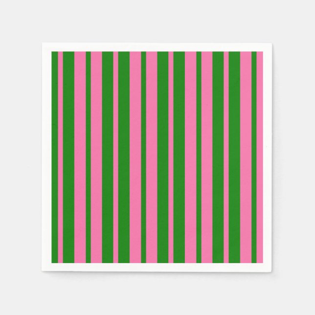 Pink Green Stylish Stripes Pattern Design  Napkins (Front)
