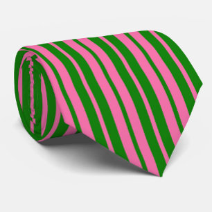 Pink Green Stylish Stripes Pattern Design Neck Tie
