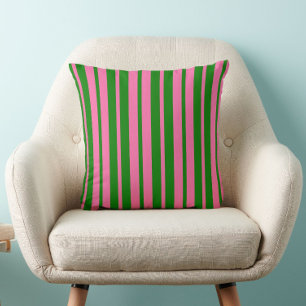 Pink Green Stylish Stripes Pattern Design  Throw Pillow
