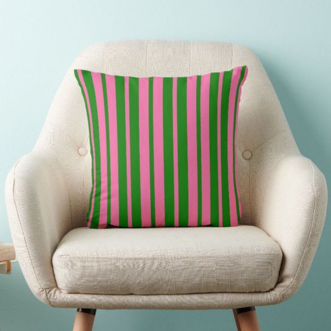 Pink Green Stylish Stripes Pattern Design  Throw Pillow (Creator Uploaded)
