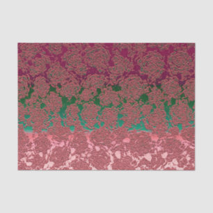 Pink Green Succulent Floral Metallic Pattern Tissue Paper