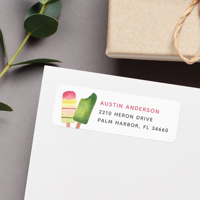 Pink & Green Summer Popsicle Return Address Label (Creator Uploaded)