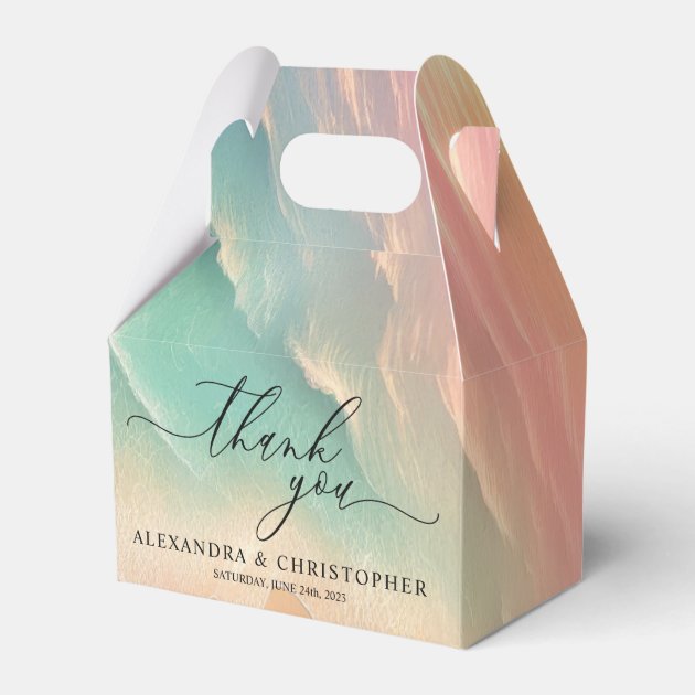 Pink Green Sunny Ocean Beach Summer Party Wedding Favor Boxes