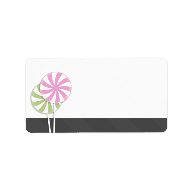Pink & Green Swirl Lollipop Blank Label (Front)