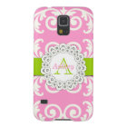 Pink Green Swirls Damask Pattern, Your Name