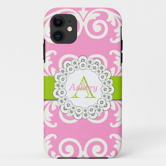 Pink Green Swirls Floral iPhone 5 Case (Back)