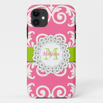Pink Green Swirls Floral Iphone 5 Case-mate Iphone 11 Case by iPhoneCaseGallery at Zazzle