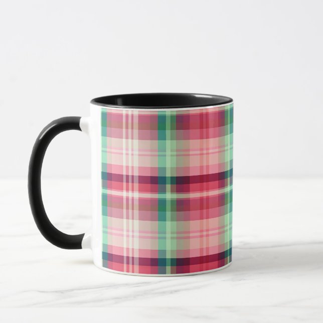 Pink Green Tartan Plaid Mug (Left)