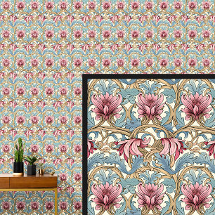 Pink Green Teal Blue Art Nouveau Wallpaper