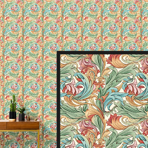 Pink Green Teal Orange Art Nouveau Wallpaper