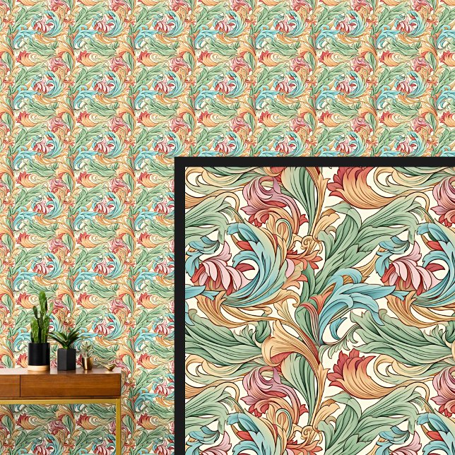 Pink Green Teal Orange Art Nouveau  Wallpaper (Creator Uploaded)