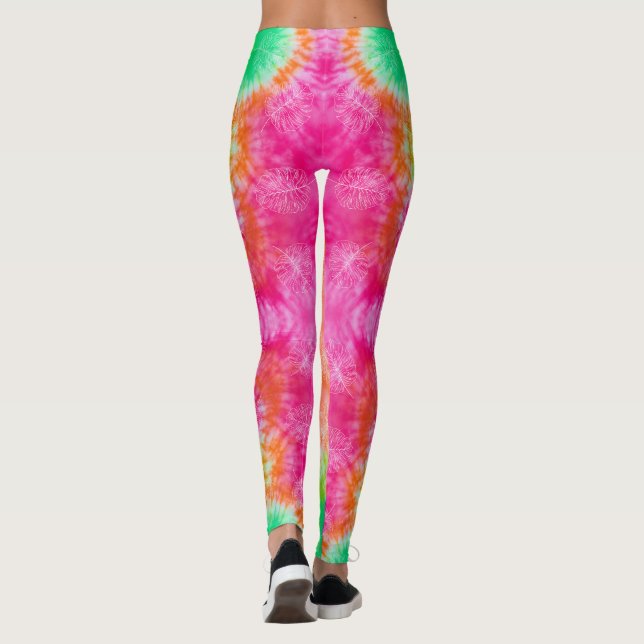 Pink & Green Tie And Dye Leggings (Back)