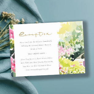 Pink Green Tropic Bougainvillea Wedding Reception Enclosure Card