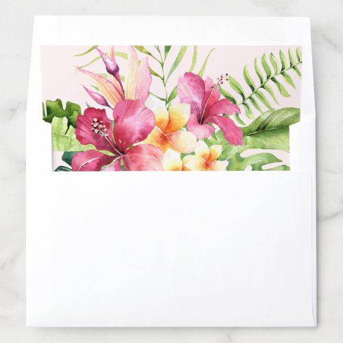 Pink Green Tropical Floral A7 Envelope Liner