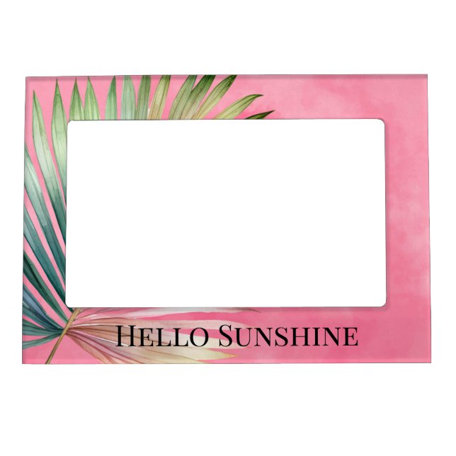 Pink Green Tropical Leaf Magnetic Frame (Front)