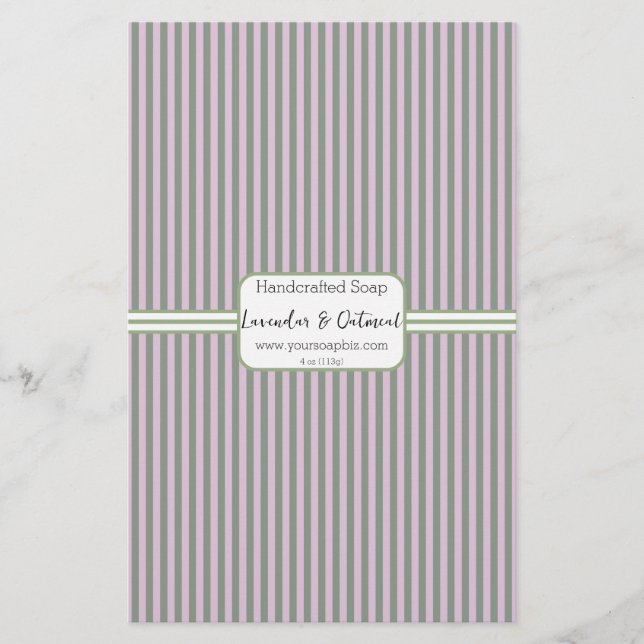 Pink & Green Vertical Stripe Soap Wrap Paper Sheet (Front)