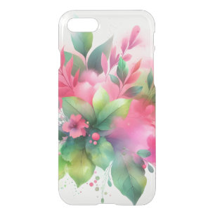 Pink Green Watercolor Botanical Bloom iPhone SE/8/7 Case